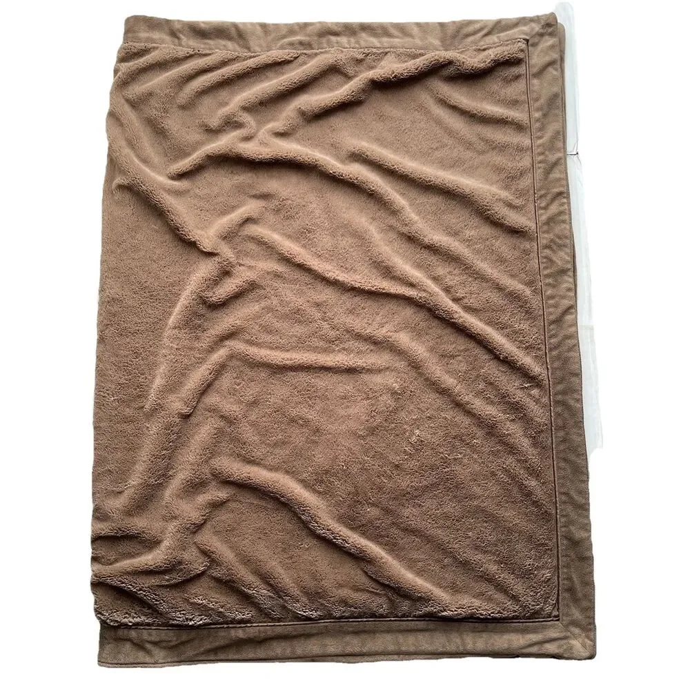 Restoration Hardware Throw Blanket Cozy Plush Brown Reversible Faux Fur RH